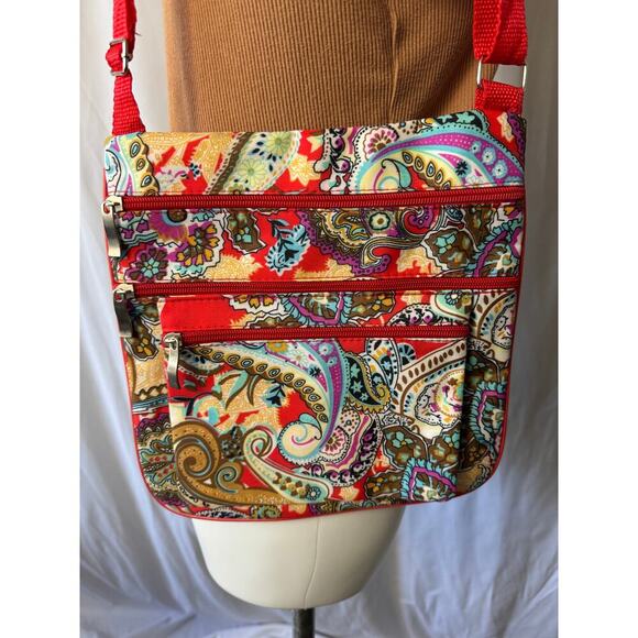 Vibrant Paisley Print Crossbody Bag with Adjustable Strap - Picture 1 of 9